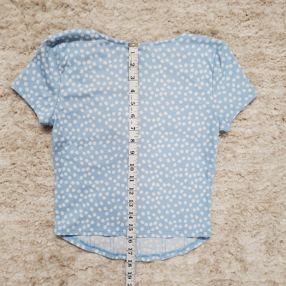 Blue Rib-Knit Crop Top - Picture 2 of 5